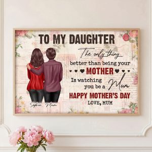 To My Daughter From Mum Vintage Floral Newspaper - Personalised Poster - Uk Mother's Day
