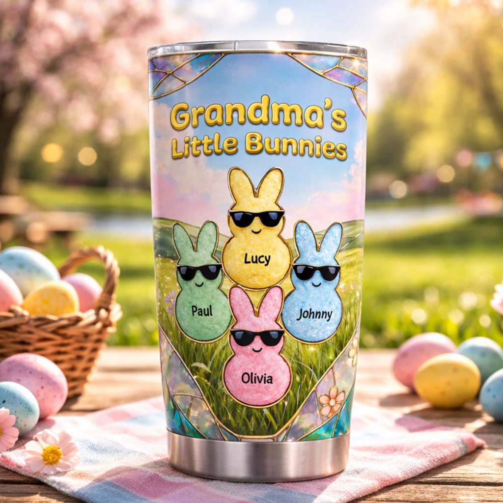 Grandma's Little Bunnies Cute Rabbits - Personalized Tumbler - Easter Decor Gift For Grandma, Mom